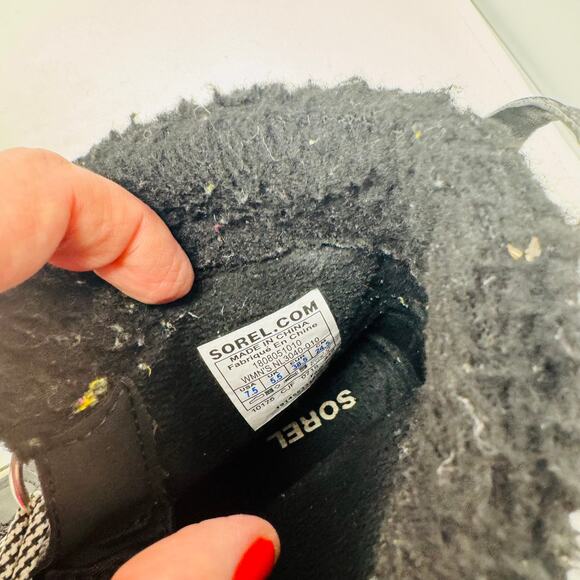 Sorel Black Winter Snow Boots Size 7.5 Lace Up Faux Fur Lined Waterproof - Picture 11 of 14